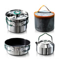 Stainless Steel Camping Cookware Set with Frying Pan Saucepan and Kettle for 2 to 4 People Ilovecarlins