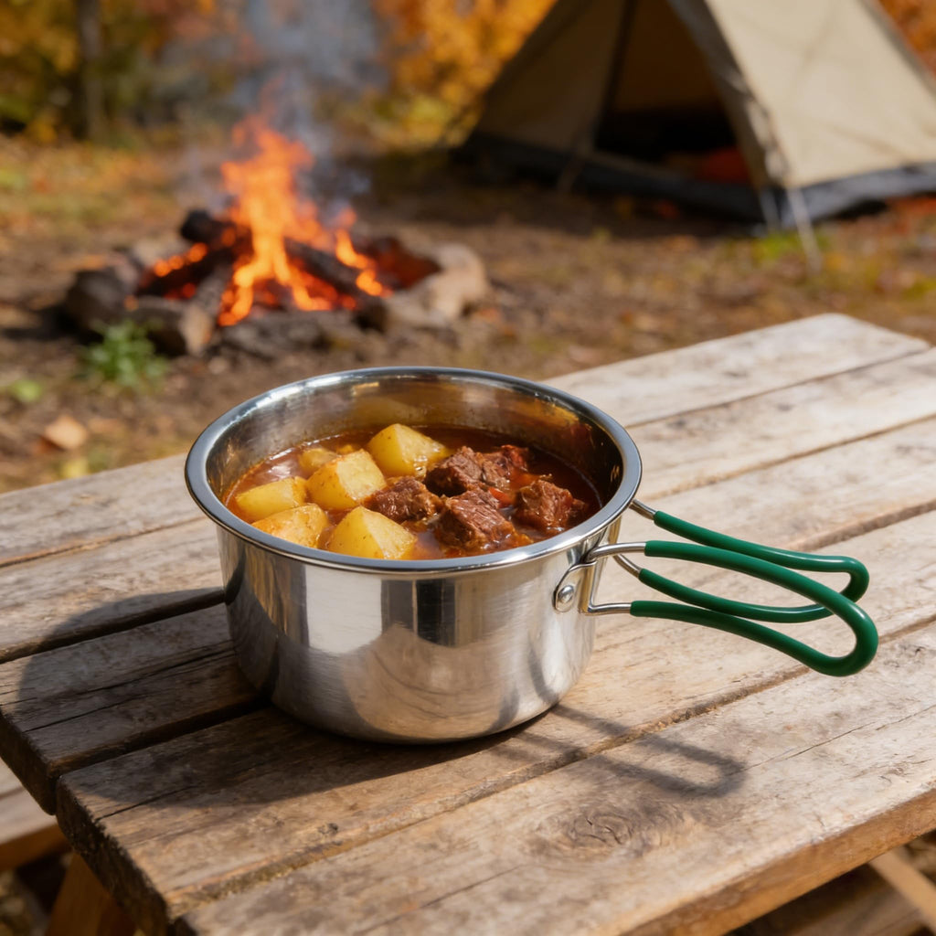 Stainless Steel Camping Cookware Set with Frying Pan Saucepan and Kettle for 2 to 4 People Ilovecarlins