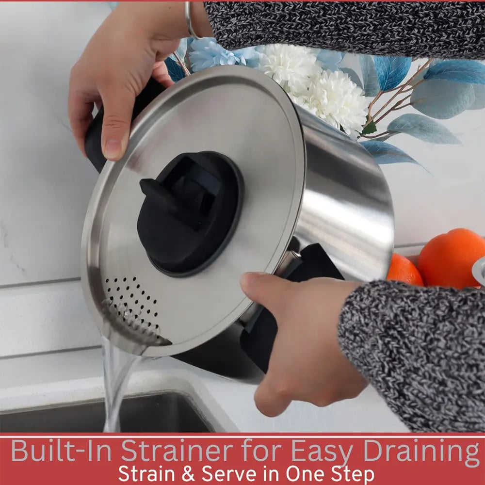 6 Piece Stainless Steel Nesting Camping Cookware Set with Detachable Handle for 2 to 4 People Ilovecarlins
