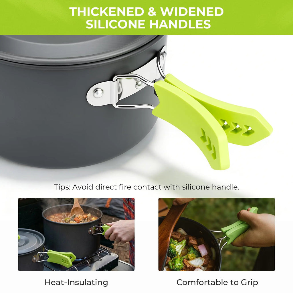 4 Piece Lightweight Aluminum Camping Cookware Set with Kettle for 2 to 4 People Ilovecarlins