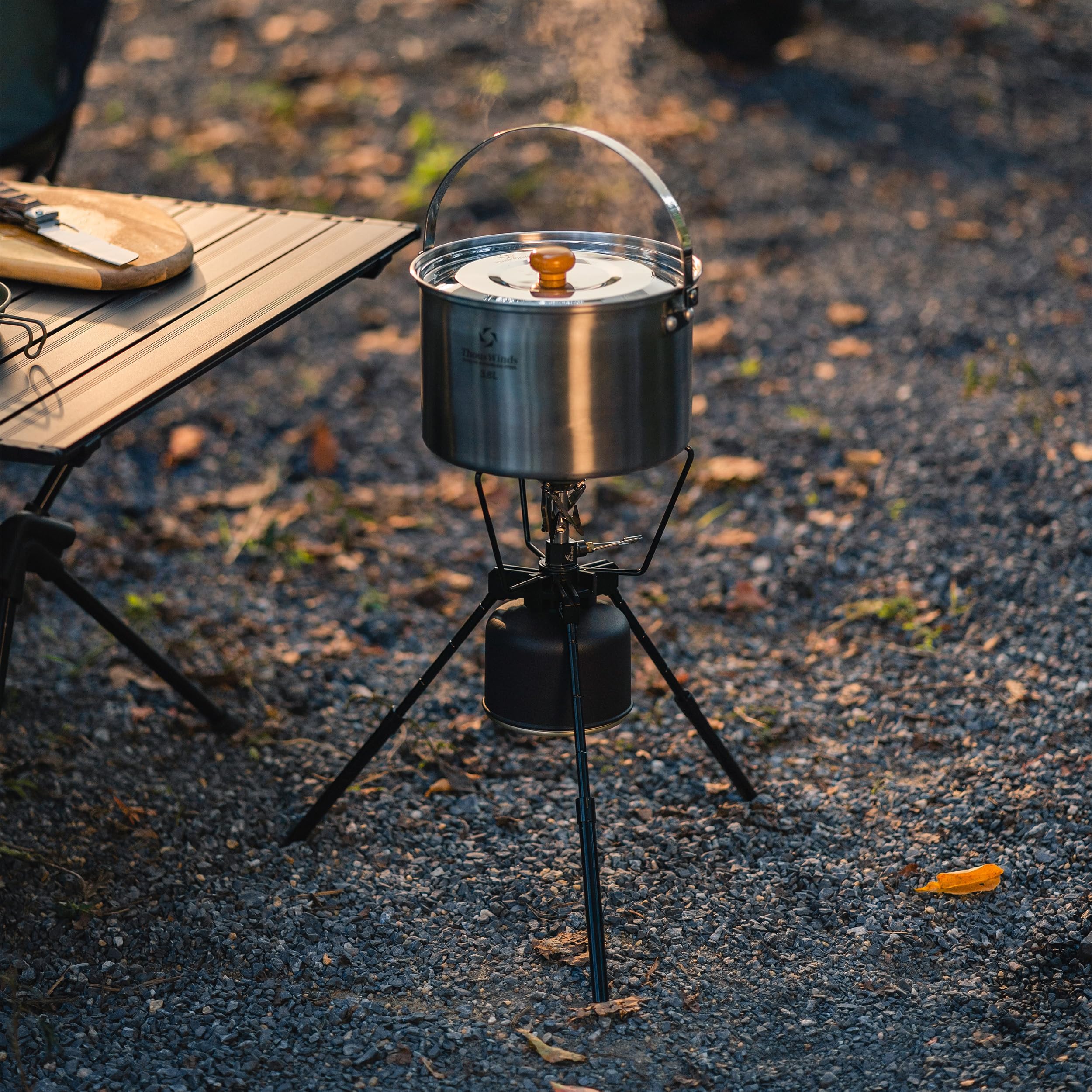 5-Piece Stainless Steel Camp Cook Set with Frying Pan and Drain Basket